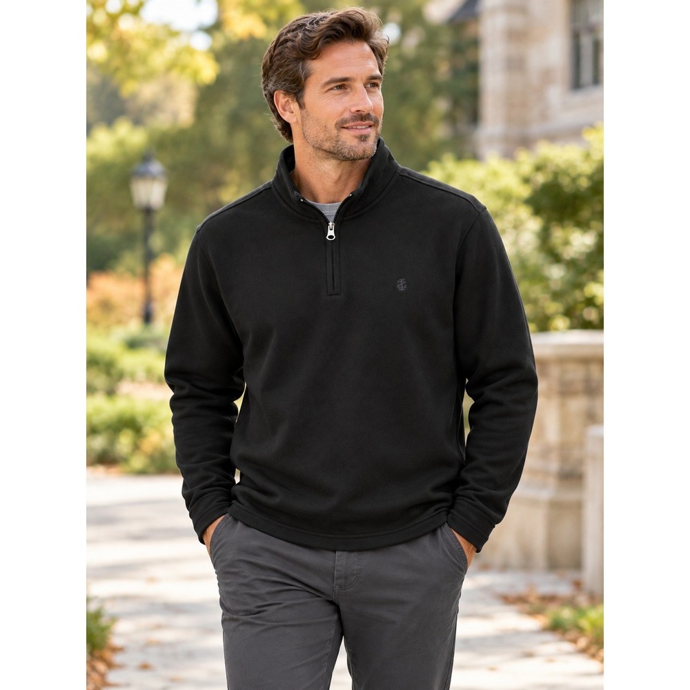 NWT IZOD Advantage Mens XL Quarter Zip Pullover Sweater Black Soft Touch Preppy